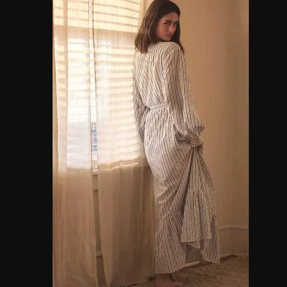 New (missing tie) Women's S By Anthropologie stripe lightweight robe
